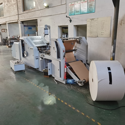 HJ-200+LST-4700/4700R रोल फीडिंग फ्लेक्सो प्रिंटिंग स्क्वायर बॉटम पेपर बैग बनाने की मशीन 200 पीसी/मिनट पेपर कैरी बैग